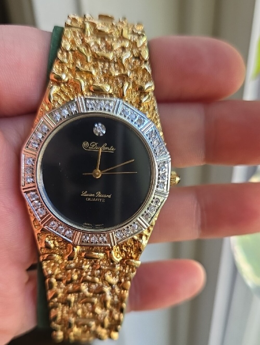 Lucien Piccard Gold Tone Bracelet Watch with Black Dial - Picture 6 of 6